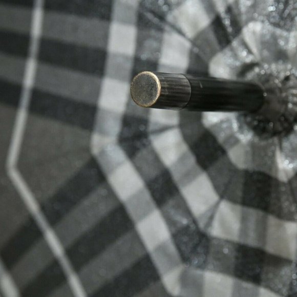 Burberry Shimmer Check 38" Umbrella Leather Handle - Picture 4 of 8
